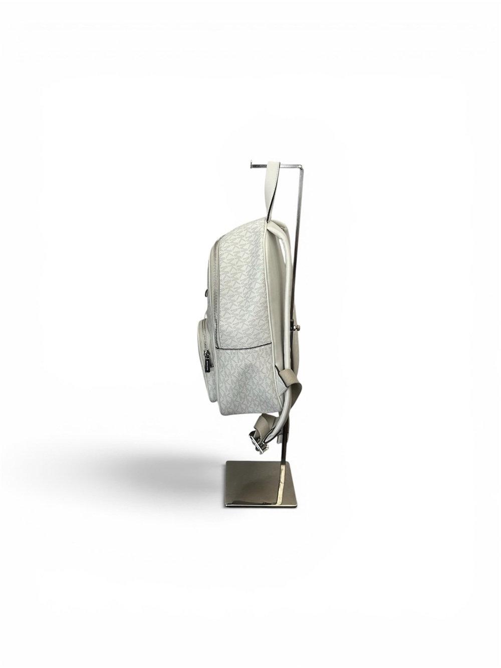 Michael Kors Jet Set Medium Pocket Backpack Monogram Optic White Silver - Picture 7 of 10